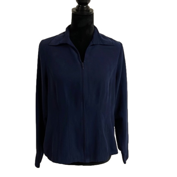 Sonoma Tops - SONOMA women’s zip up navy blue blouse. Size M